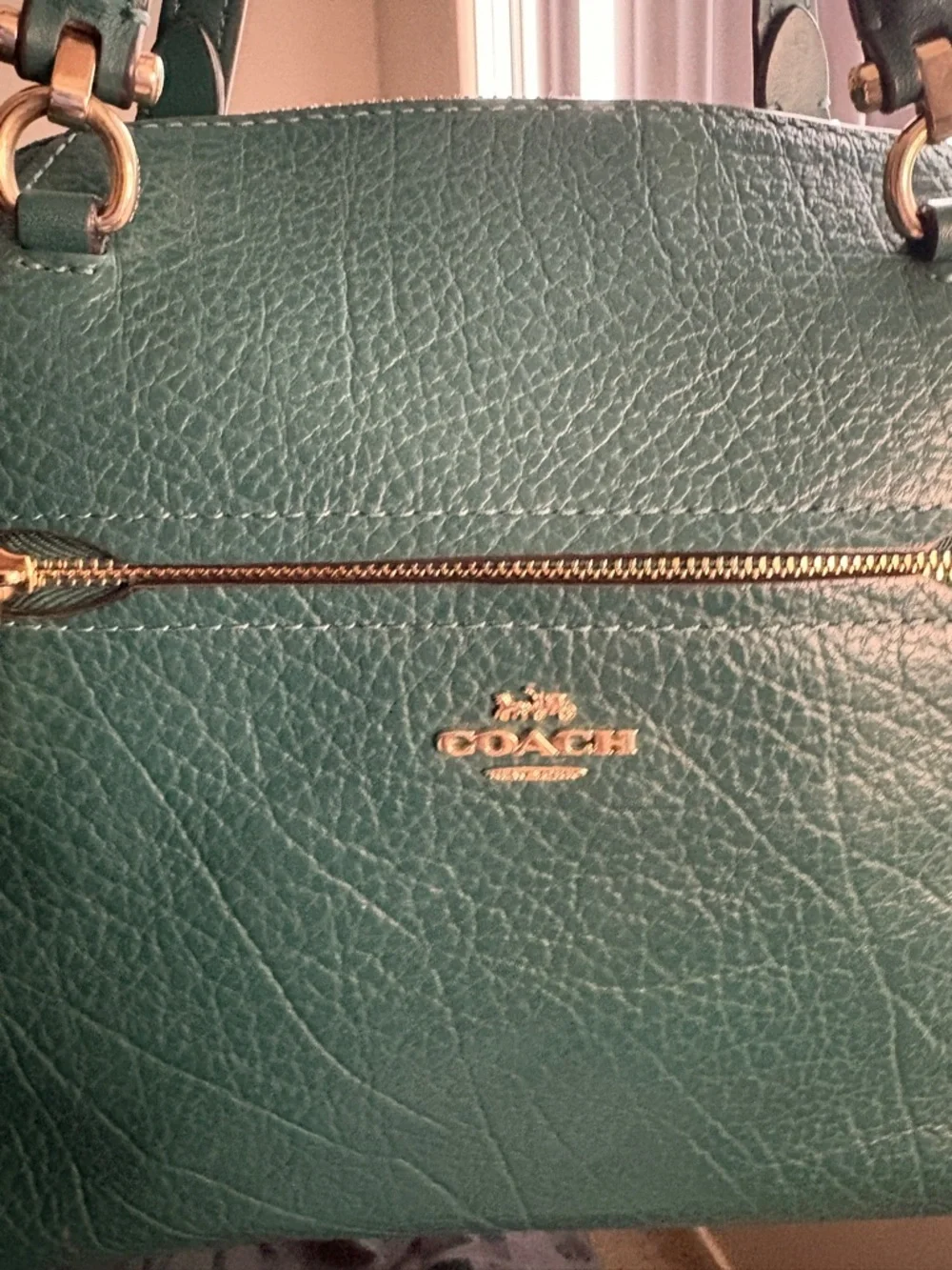 Coach Leather and Suede Satchel Handbag in Green - Picture 2 of 7